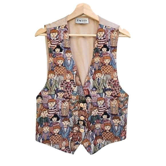 Vintage Jackets & Blazers - Vintage Facets by Mirrors Embroidered / Tapestry Vest, Size Medium